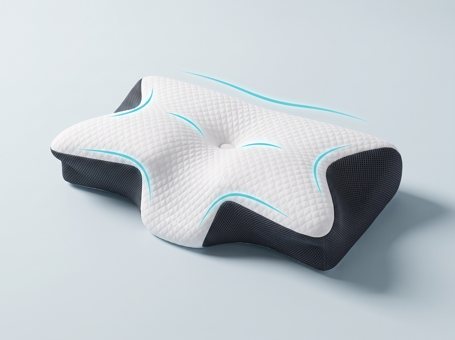 Render técnico de la almohada cervical Alivia